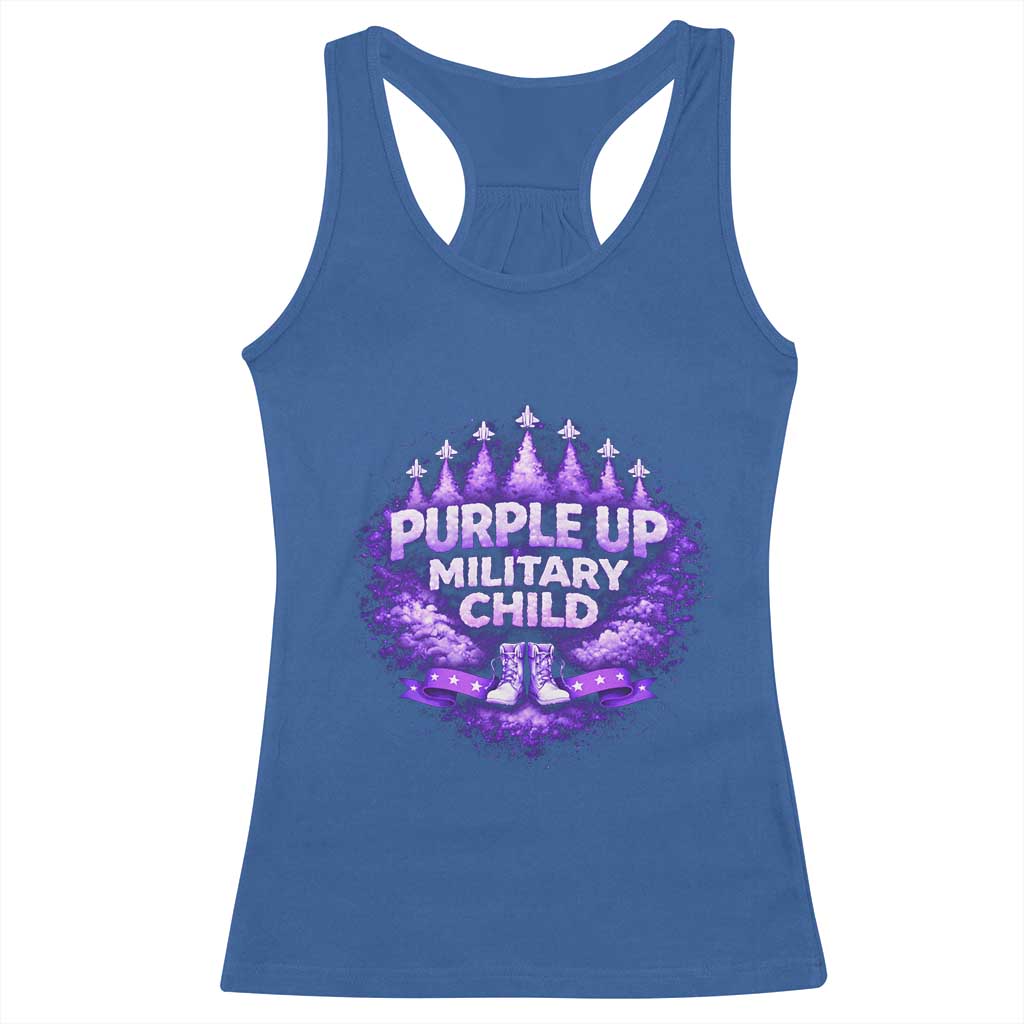 Purple Up Military Child Racerback Tank Top Proud Military Kid TS10 Royal Blue Print Your Wear
