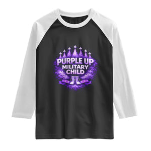 Purple Up Military Child Raglan Shirt Proud Military Kid TS10 Black White Print Your Wear