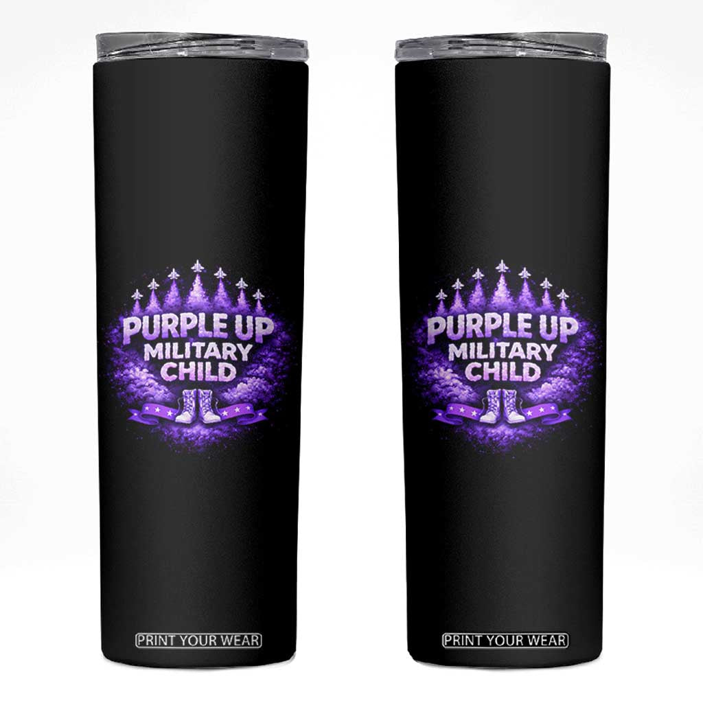 Purple Up Military Child Skinny Tumbler Proud Military Kid TS10 Black Print Your Wear