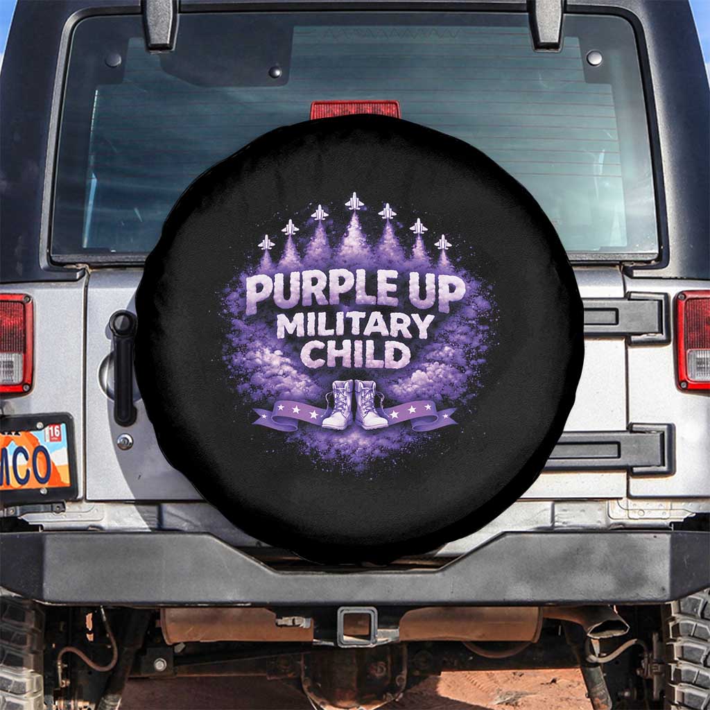 Purple Up Military Child Spare Tire Cover Proud Military Kid TS10 No hole Black Print Your Wear