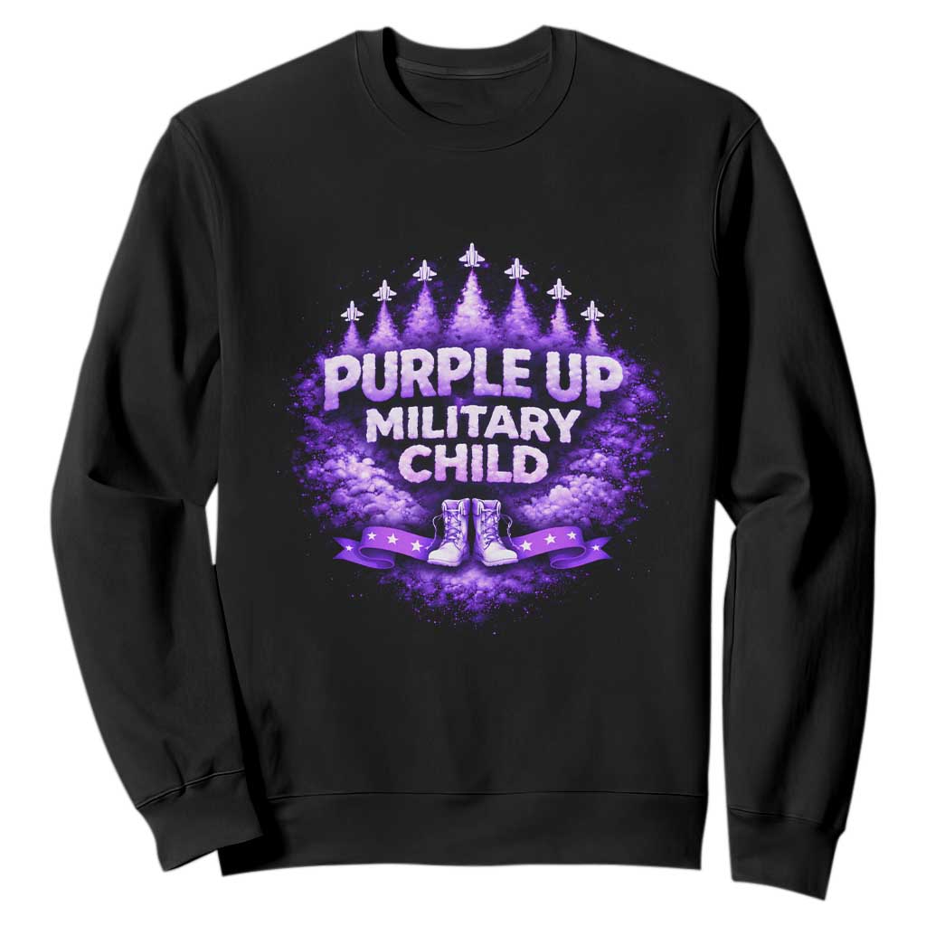 Purple Up Military Child Sweatshirt Proud Military Kid TS10 Black Print Your Wear