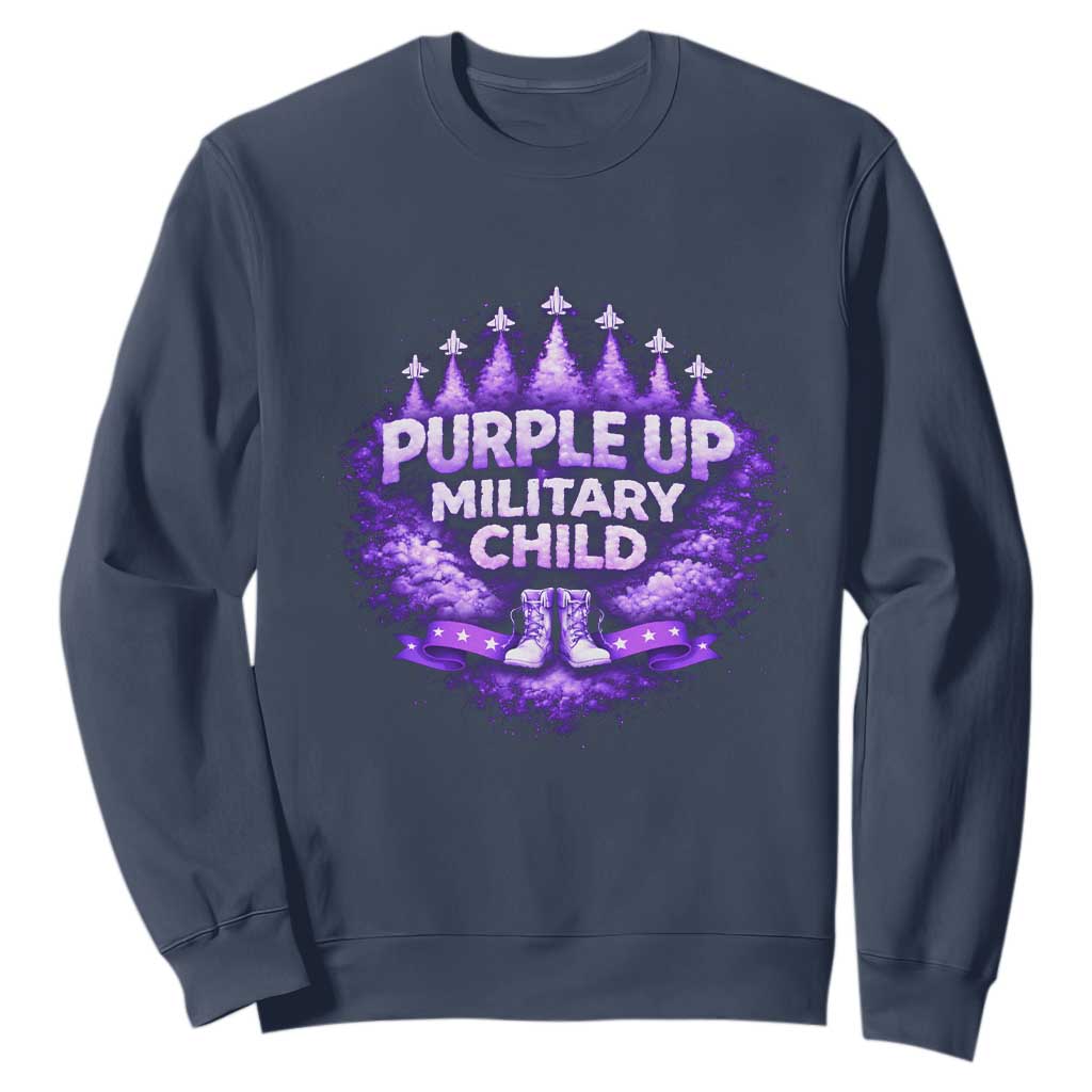 Purple Up Military Child Sweatshirt Proud Military Kid TS10 Navy Print Your Wear