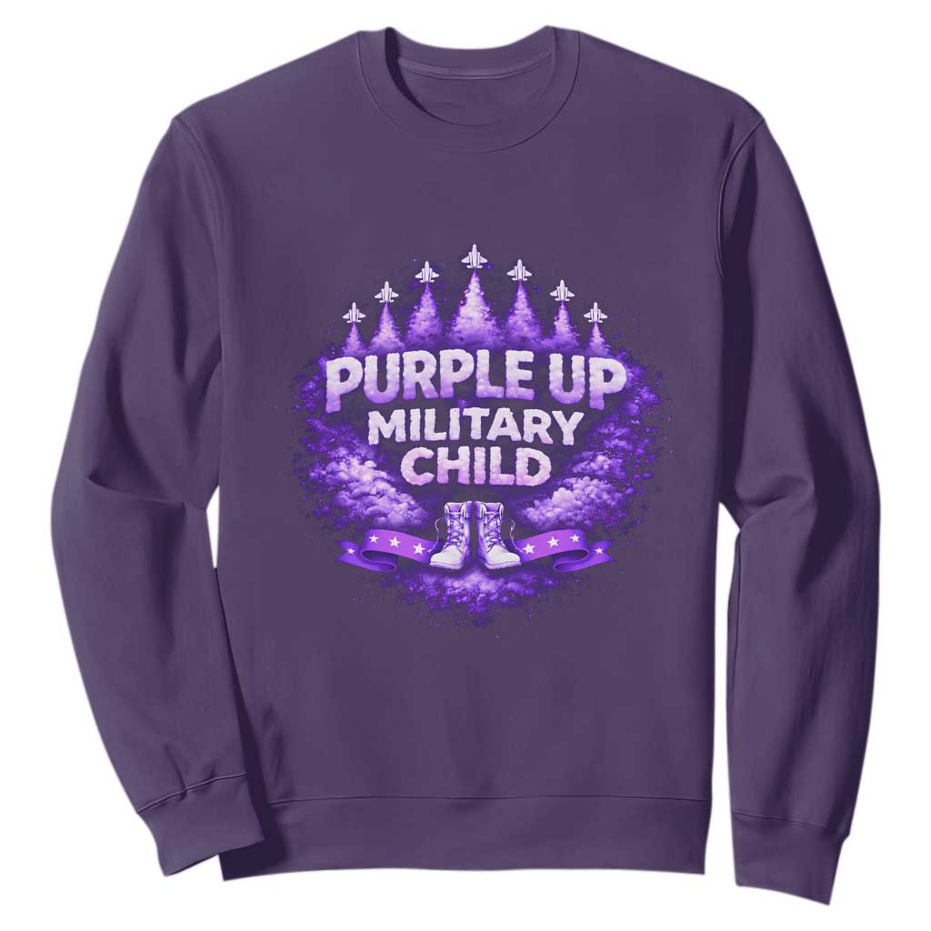 Purple Up Military Child Sweatshirt Proud Military Kid TS10 Purple Print Your Wear