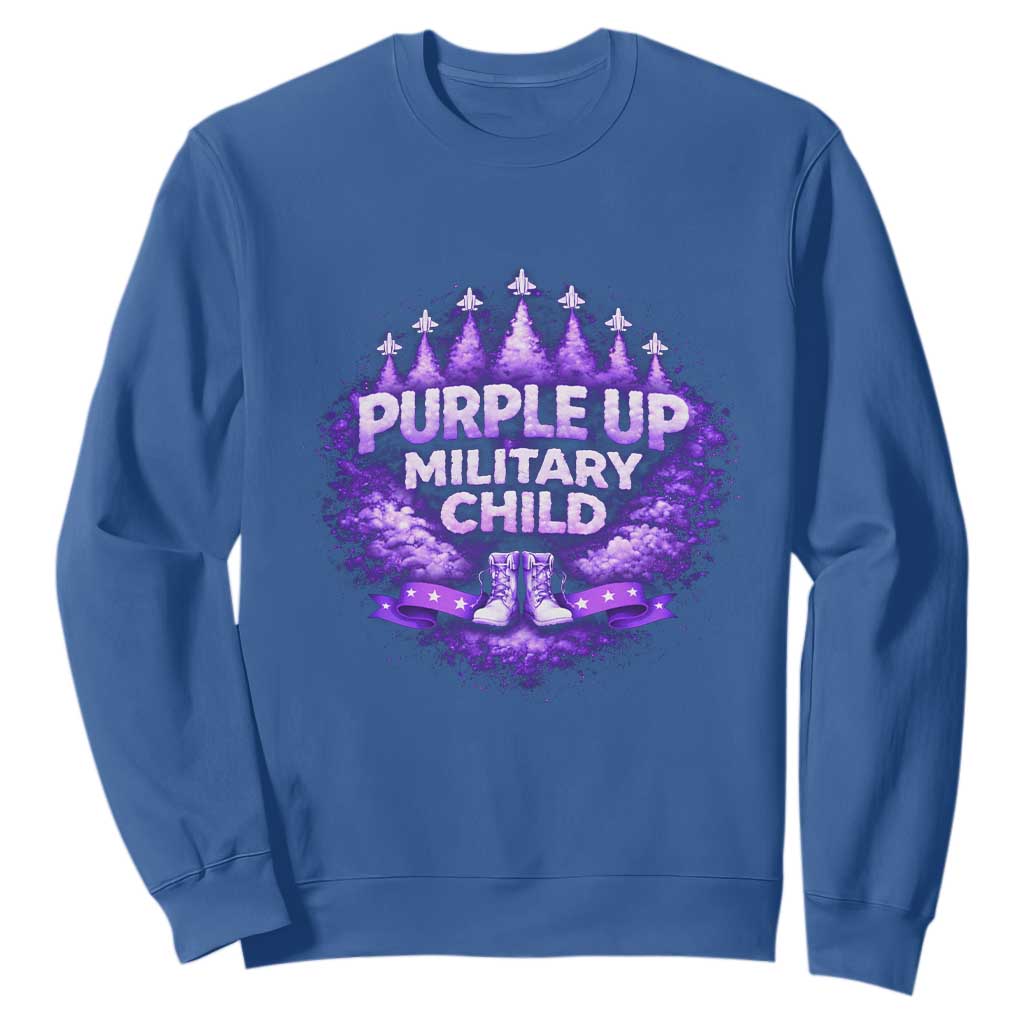 Purple Up Military Child Sweatshirt Proud Military Kid TS10 Royal Blue Print Your Wear