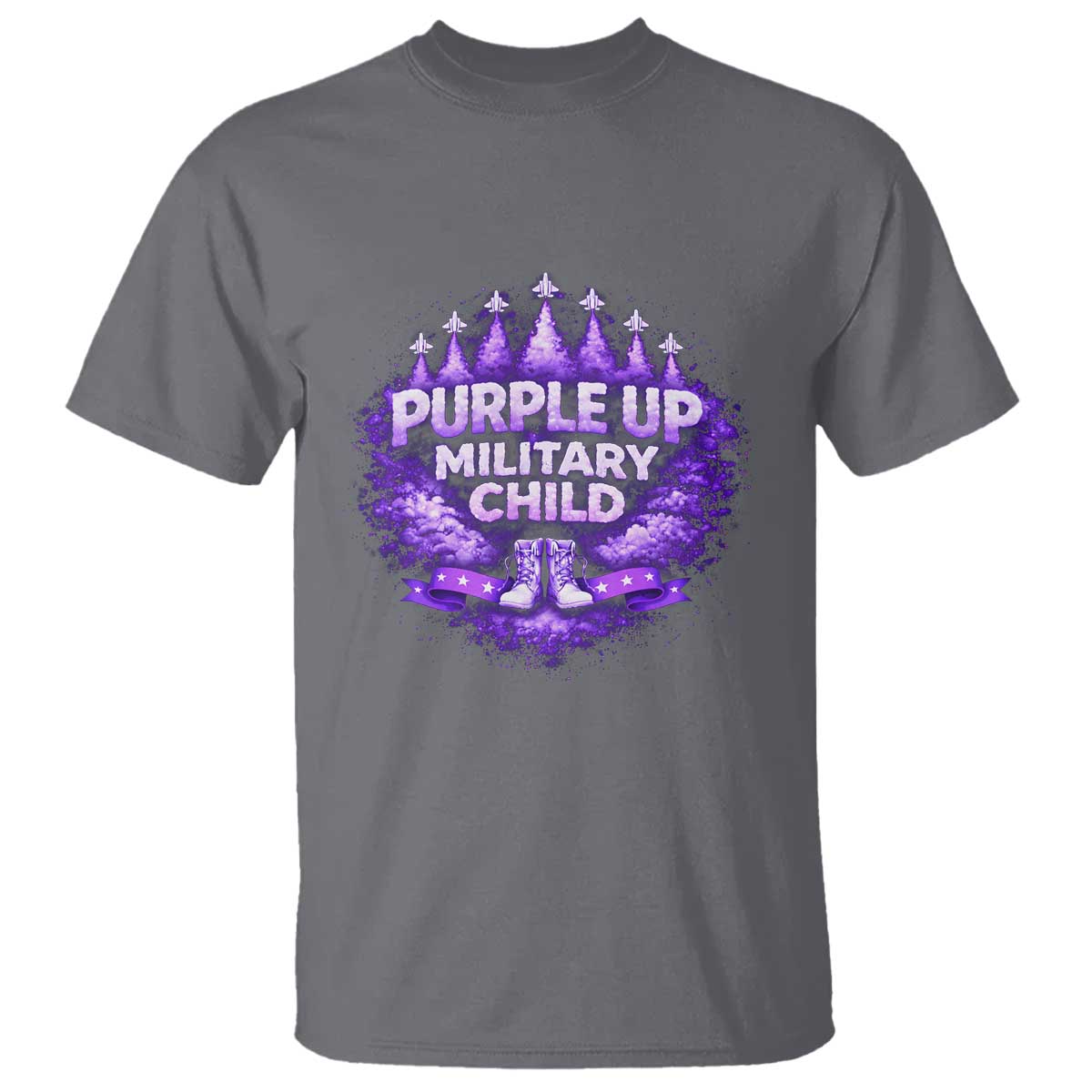 Purple Up Military Child T Shirt Proud Military Kid TS10 Charcoal Print Your Wear