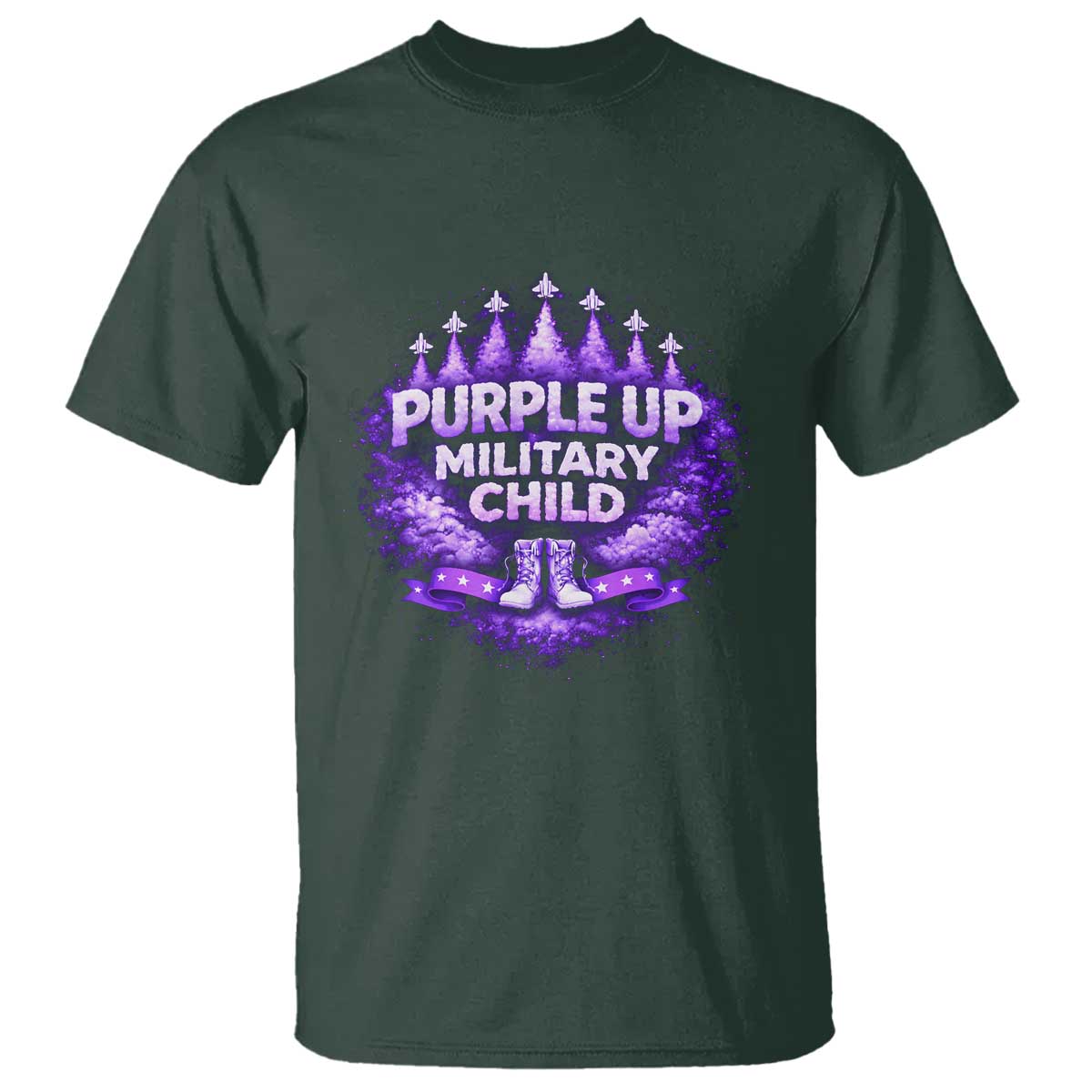 Purple Up Military Child T Shirt Proud Military Kid TS10 Dark Forest Green Print Your Wear