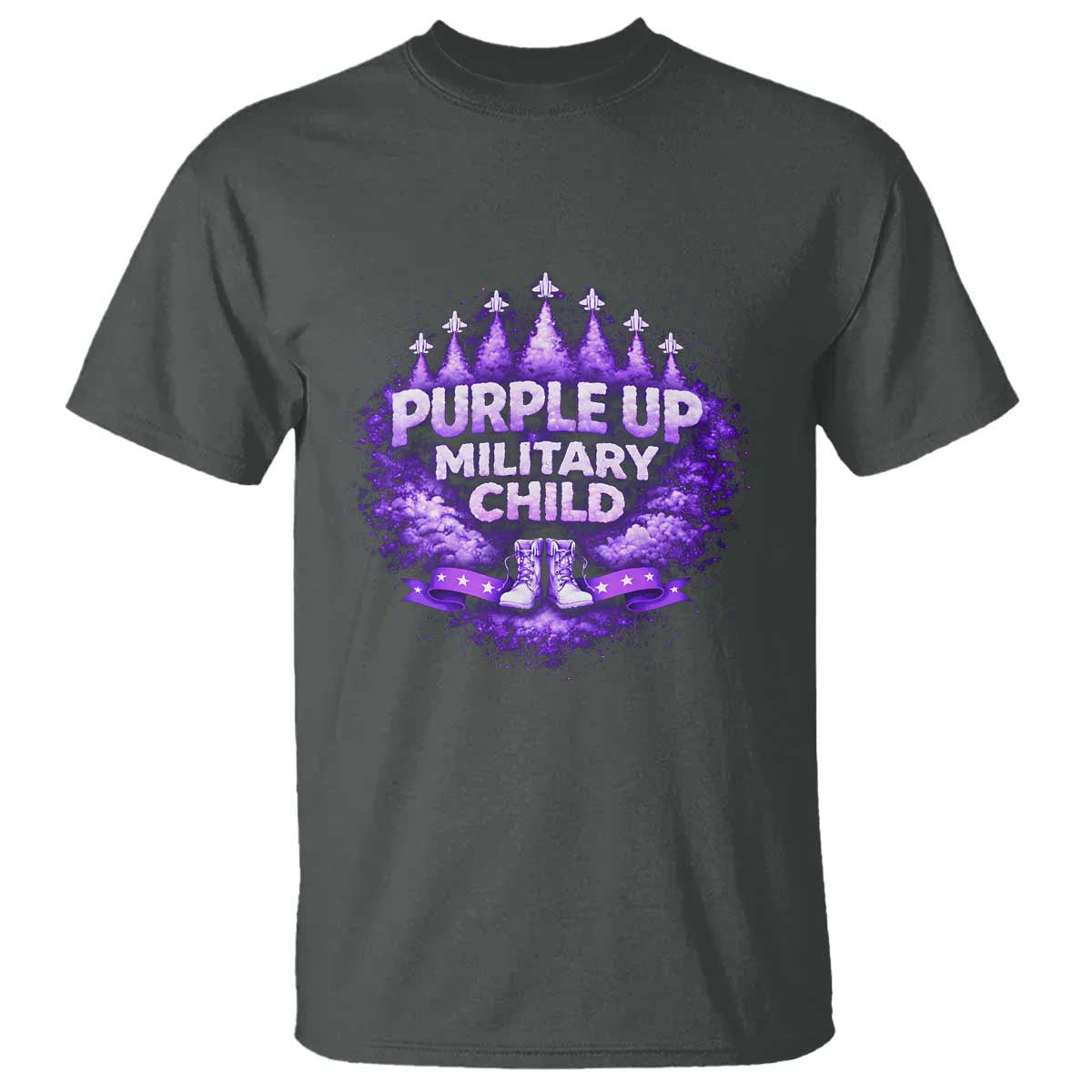 Purple Up Military Child T Shirt Proud Military Kid TS10 Dark Heather Print Your Wear