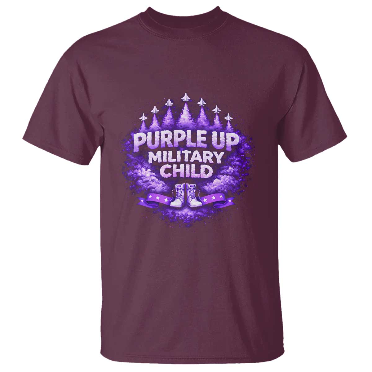 Purple Up Military Child T Shirt Proud Military Kid TS10 Maroon Print Your Wear