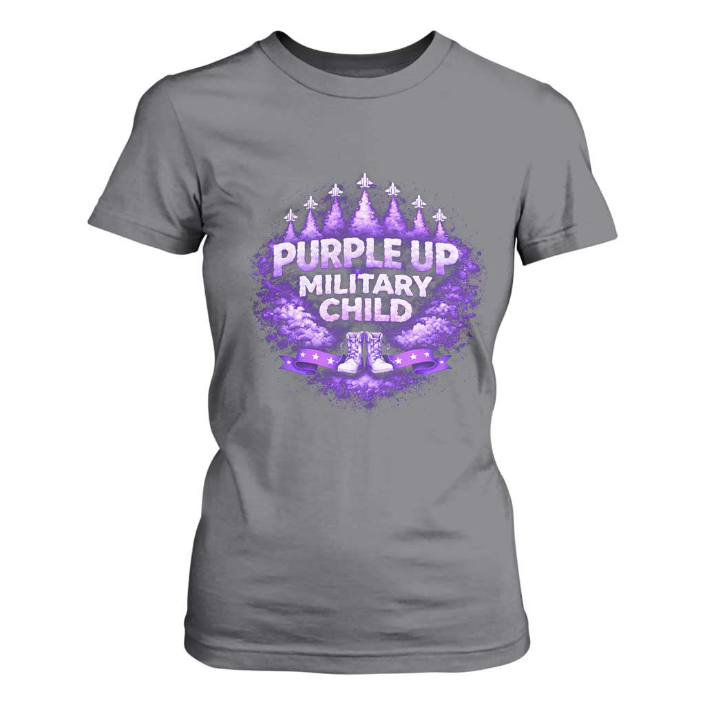 Purple Up Military Child T Shirt For Women Proud Military Kid TS10 Charcoal Print Your Wear