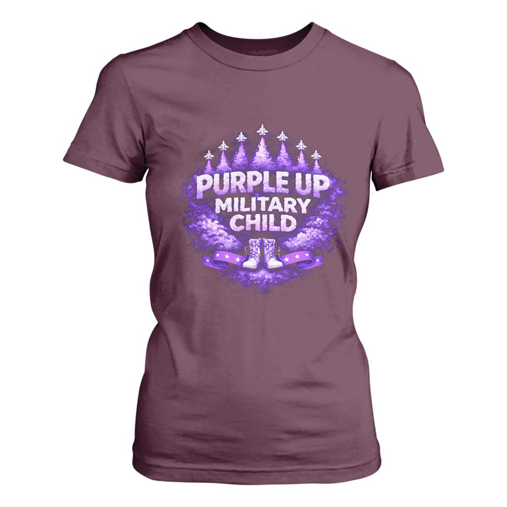 Purple Up Military Child T Shirt For Women Proud Military Kid TS10 Maroon Print Your Wear
