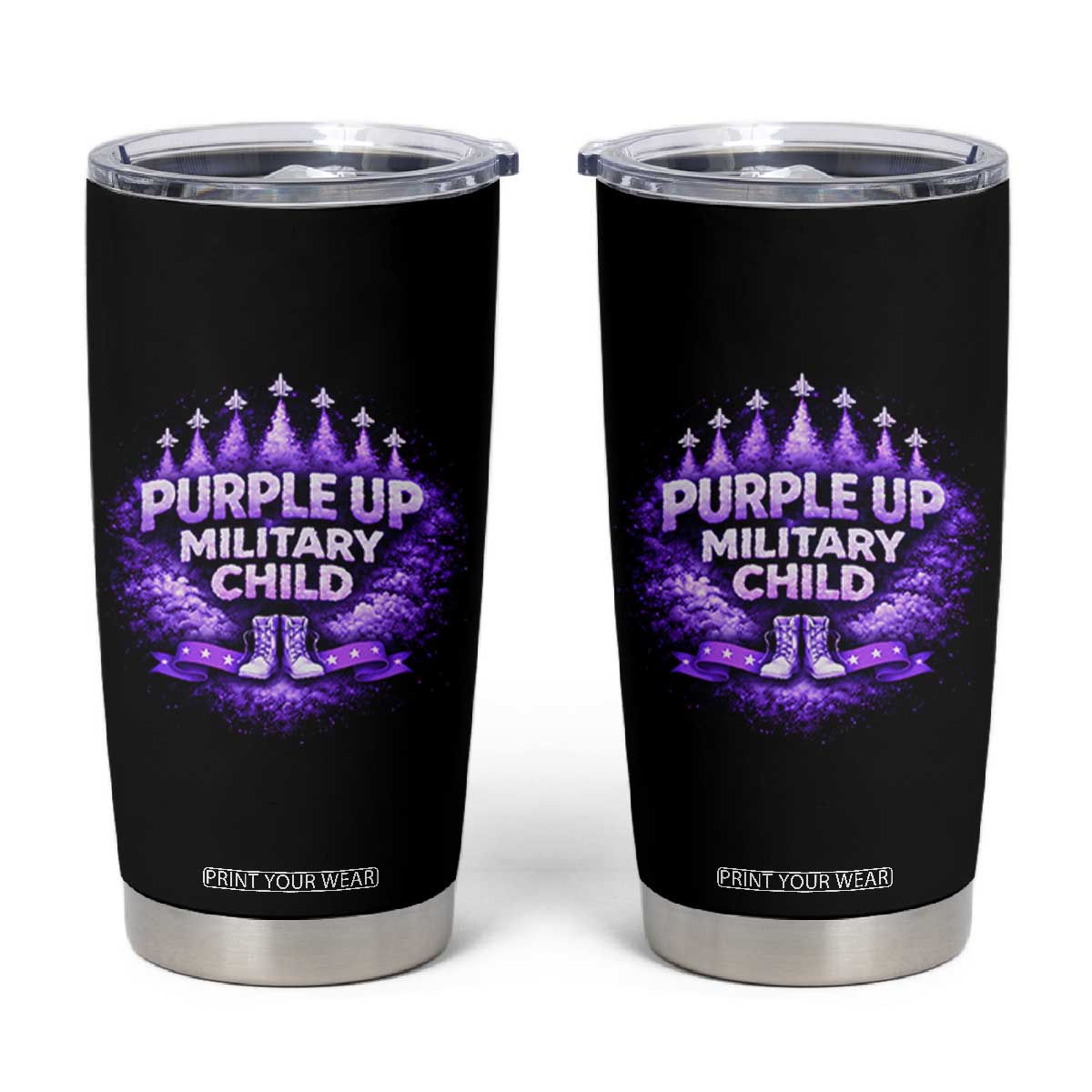 Purple Up Military Child Tumbler Cup Proud Military Kid TS10 Black Print Your Wear