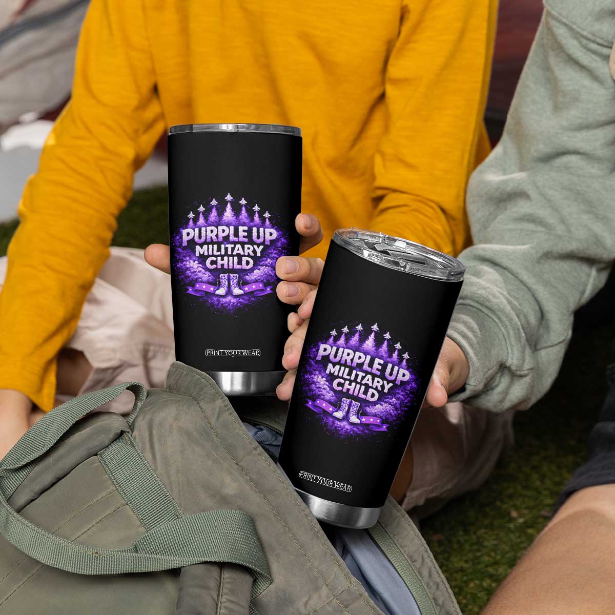 Purple Up Military Child Tumbler Cup Proud Military Kid TS10 Print Your Wear