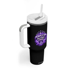 Purple Up Military Child Tumbler With Handle Proud Military Kid TS10 Print Your Wear
