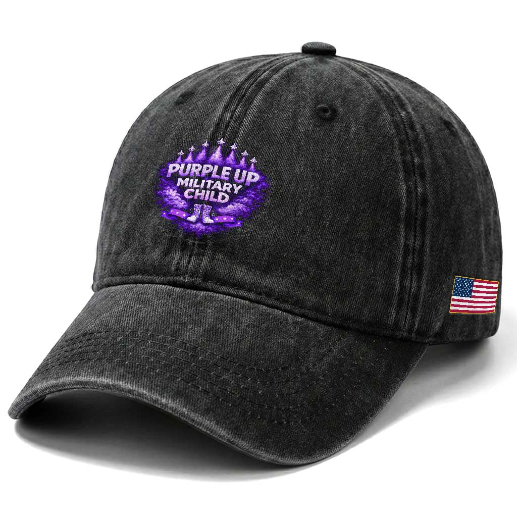 Purple Up Military Child Washed Cotton Baseball Cap Proud Military Kid TS10 Print Your Wear