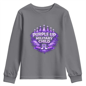 Purple Up Military Child Youth Sweatshirt Proud Military Kid TS10 Charcoal Print Your Wear