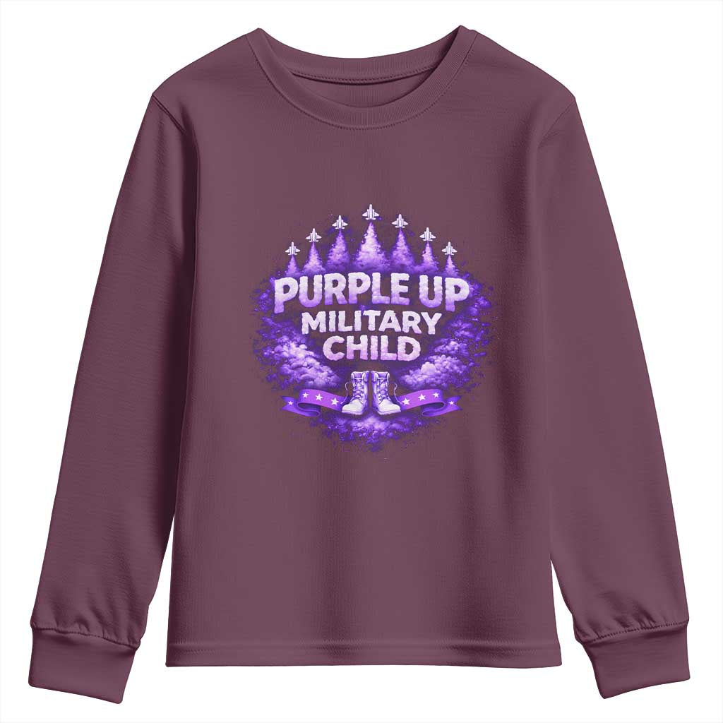 Purple Up Military Child Youth Sweatshirt Proud Military Kid TS10 Maroon Print Your Wear