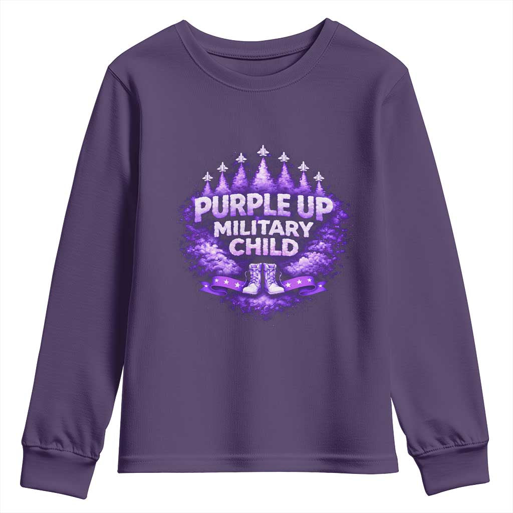 Purple Up Military Child Youth Sweatshirt Proud Military Kid TS10 Purple Print Your Wear