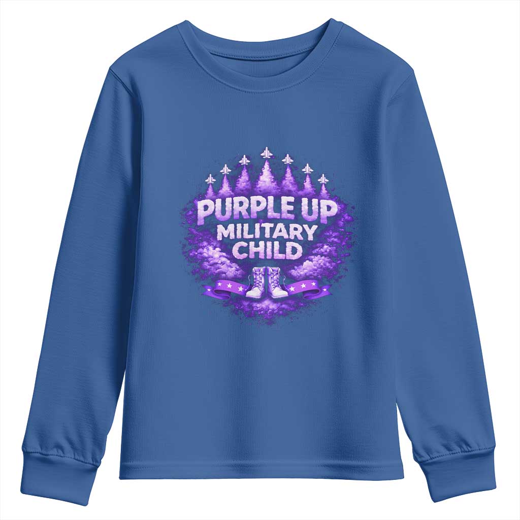 Purple Up Military Child Youth Sweatshirt Proud Military Kid TS10 Royal Blue Print Your Wear