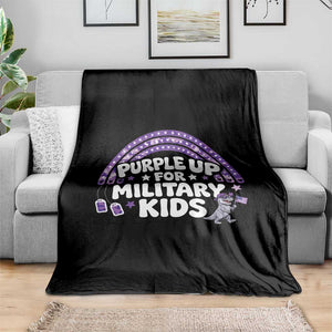 Purple Up For Military Kids Throw Blanket Cute Dino Dinosaur Proud Military Child Rainbow TS10 Print Your Wear
