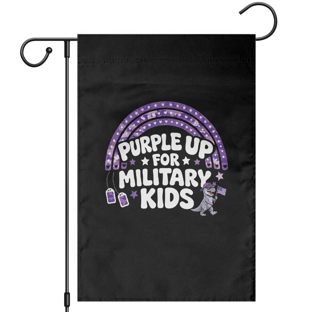 Purple Up For Military Kids Garden Flag Cute Dino Dinosaur Proud Military Child Rainbow TS10 Black Print Your Wear