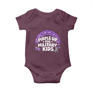 Purple Up For Military Kids Baby Onesie Cute Dino Dinosaur Proud Military Child Rainbow TS10 Maroon Print Your Wear