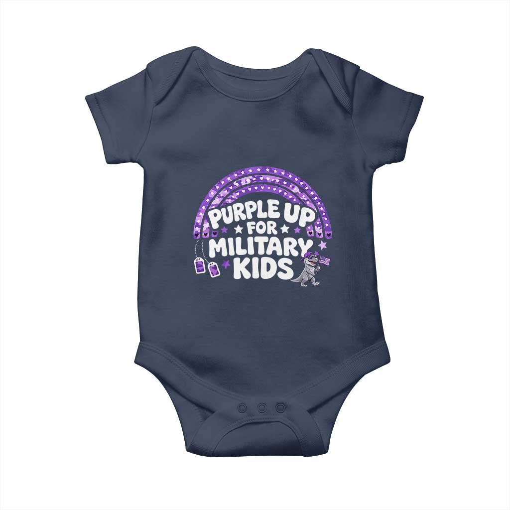 Purple Up For Military Kids Baby Onesie Cute Dino Dinosaur Proud Military Child Rainbow TS10 Navy Print Your Wear