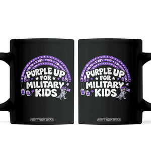 Purple Up For Military Kids Coffee Mug Cute Dino Dinosaur Proud Military Child Rainbow TS10 Black Print Your Wear