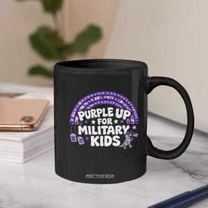 Purple Up For Military Kids Coffee Mug Cute Dino Dinosaur Proud Military Child Rainbow TS10 Print Your Wear