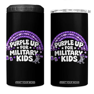 Purple Up For Military Kids 4 in 1 Can Cooler Tumbler Cute Dino Dinosaur Proud Military Child Rainbow TS10 One Size: 16 oz Black Print Your Wear