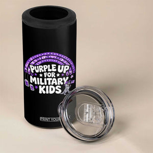 Purple Up For Military Kids 4 in 1 Can Cooler Tumbler Cute Dino Dinosaur Proud Military Child Rainbow TS10 Print Your Wear