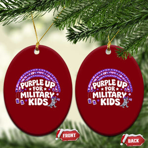 Purple Up For Military Kids Ceramic Ornament Cute Dino Dinosaur Proud Military Child Rainbow TS10 Print Your Wear