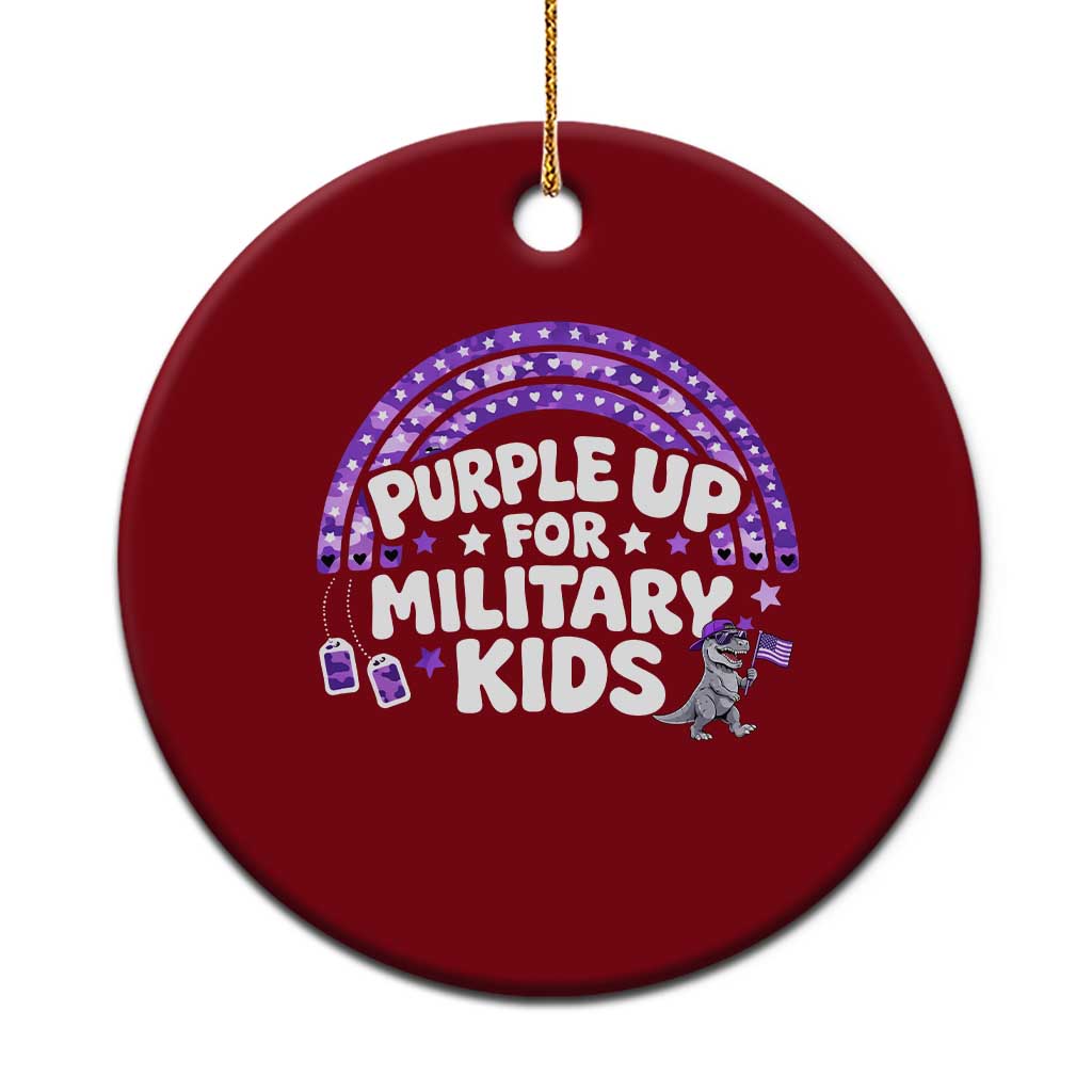 Purple Up For Military Kids Ceramic Ornament Cute Dino Dinosaur Proud Military Child Rainbow TS10 1pc Red Print Your Wear