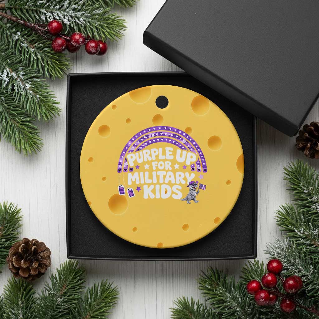 Purple Up For Military Kids Ceramic Ornament Cute Dino Dinosaur Proud Military Child Rainbow TS10 1pc Yellow Cheese Print Your Wear