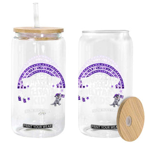 Purple Up For Military Kids Glass Can Cute Dino Dinosaur Proud Military Child Rainbow TS10 Print Your Wear
