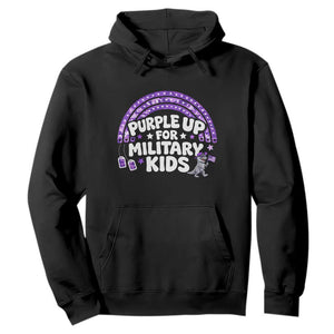 Purple Up For Military Kids Hoodie Cute Dino Dinosaur Proud Military Child Rainbow TS10 Black Print Your Wear