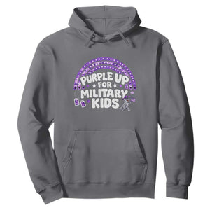 Purple Up For Military Kids Hoodie Cute Dino Dinosaur Proud Military Child Rainbow TS10 Charcoal Print Your Wear