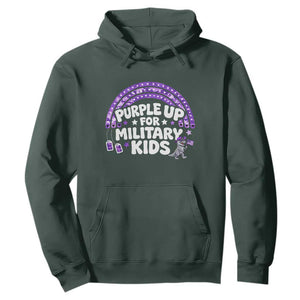 Purple Up For Military Kids Hoodie Cute Dino Dinosaur Proud Military Child Rainbow TS10 Dark Forest Green Print Your Wear