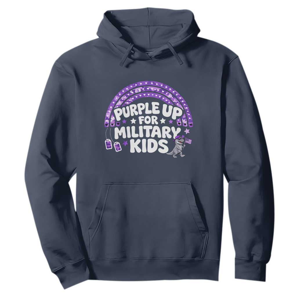 Purple Up For Military Kids Hoodie Cute Dino Dinosaur Proud Military Child Rainbow TS10 Navy Print Your Wear