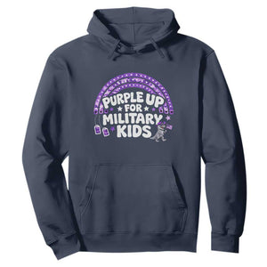 Purple Up For Military Kids Hoodie Cute Dino Dinosaur Proud Military Child Rainbow TS10 Navy Print Your Wear
