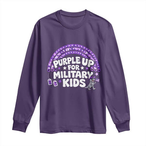 Purple Up For Military Kids Long Sleeve Shirt Cute Dino Dinosaur Proud Military Child Rainbow TS10 Purple Print Your Wear