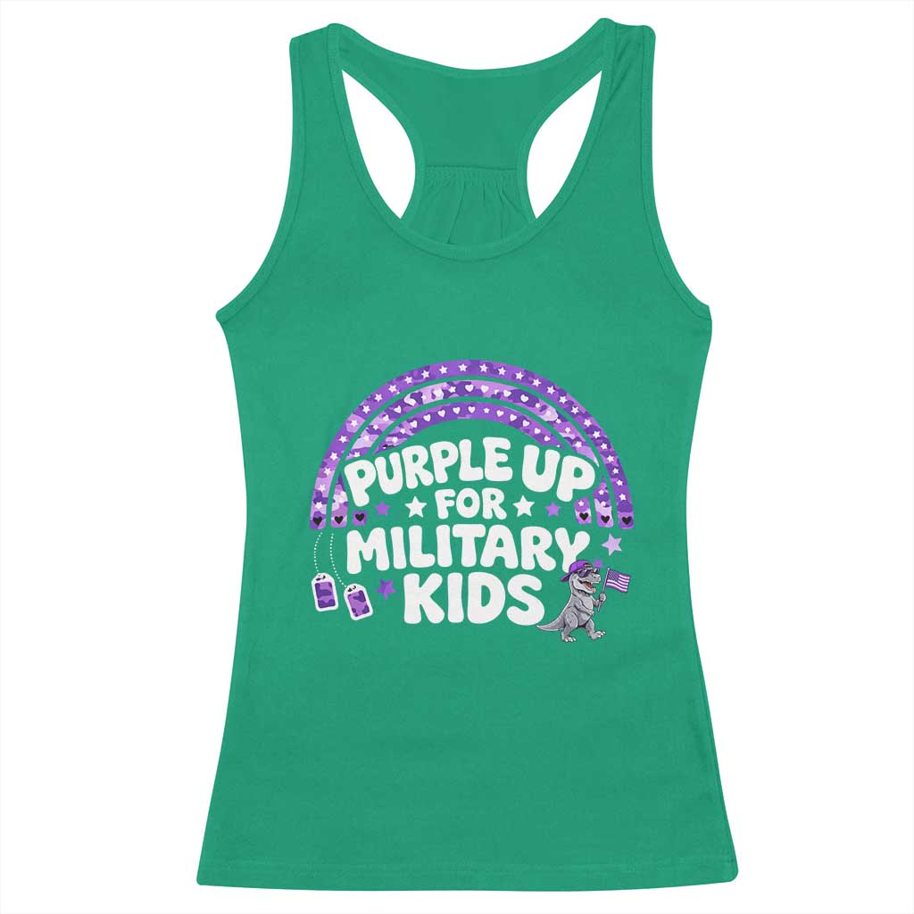 Purple Up For Military Kids Racerback Tank Top Cute Dino Dinosaur Proud Military Child Rainbow TS10 Irish Green Print Your Wear