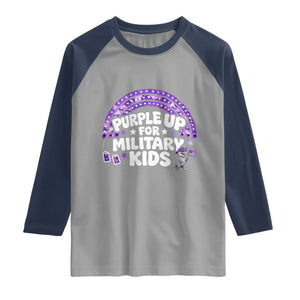 Purple Up For Military Kids Raglan Shirt Cute Dino Dinosaur Proud Military Child Rainbow TS10 Sport Gray Navy Print Your Wear