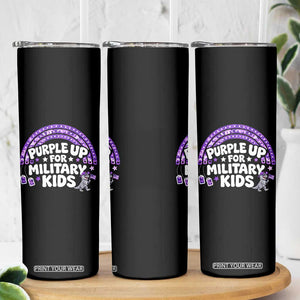 Purple Up For Military Kids Skinny Tumbler Cute Dino Dinosaur Proud Military Child Rainbow TS10 Print Your Wear