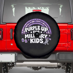 Purple Up For Military Kids Spare Tire Cover Cute Dino Dinosaur Proud Military Child Rainbow TS10 Black Print Your Wear