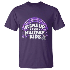 Purple Up For Military Kids T Shirt Cute Dino Dinosaur Proud Military Child Rainbow TS10 Purple Print Your Wear