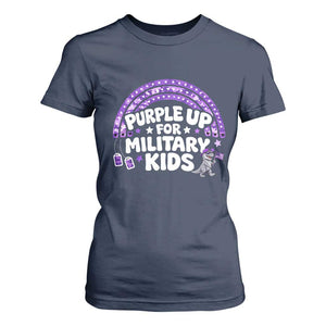 Purple Up For Military Kids T Shirt For Women Cute Dino Dinosaur Proud Military Child Rainbow TS10 Navy Print Your Wear