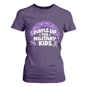 Purple Up For Military Kids T Shirt For Women Cute Dino Dinosaur Proud Military Child Rainbow TS10 Purple Print Your Wear
