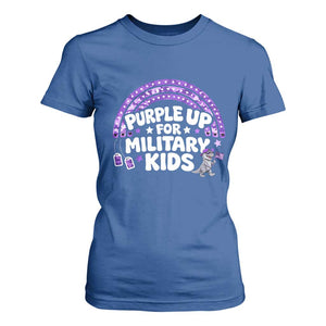 Purple Up For Military Kids T Shirt For Women Cute Dino Dinosaur Proud Military Child Rainbow TS10 Royal Blue Print Your Wear