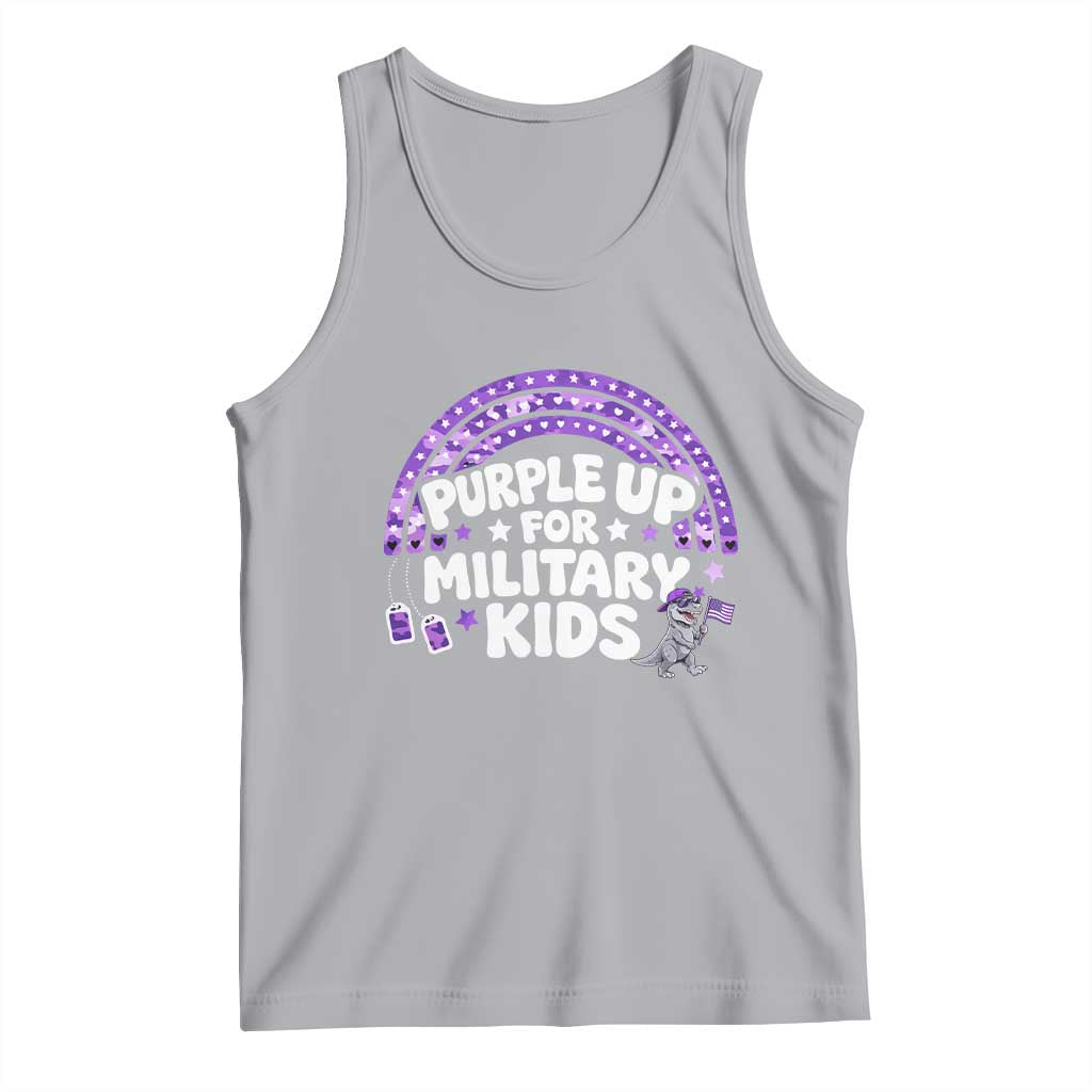 Purple Up For Military Kids Tank Top Cute Dino Dinosaur Proud Military Child Rainbow TS10 Athletic Heather Print Your Wear