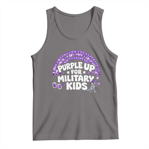 Purple Up For Military Kids Tank Top Cute Dino Dinosaur Proud Military Child Rainbow TS10 Deep Heather Print Your Wear